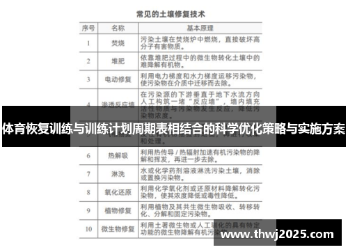 体育恢复训练与训练计划周期表相结合的科学优化策略与实施方案